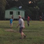 Professor Aaron Pankratz joining in a game of futbol